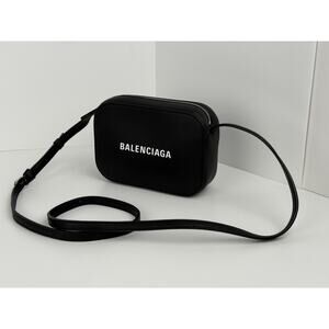 BALENCIAGA Black Calfskin Logo XS Everyday Women's Camera Bag